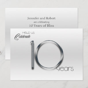 Invitación Elegante décimo aniversario Boda de Tin