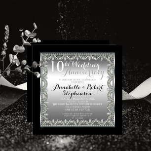 Invitación Elegante décimo aniversario de plata y diamantes