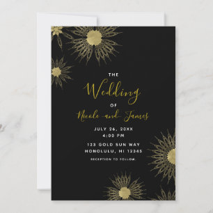 Invitación Elegante Deco dorado Mandala Floral Boda negro
