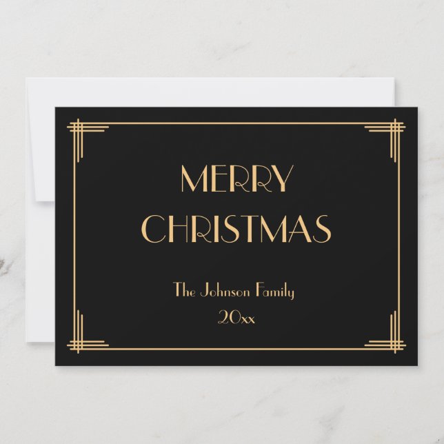 Invitación Elegante Deco Merry Christmas Holiday Card (Anverso)