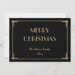 Invitación Elegante Deco Merry Christmas Holiday Card