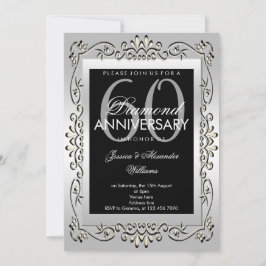 Invitación Elegante Decoración de Plata para Bodas de Diamant