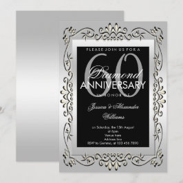 Invitación Elegante Decoración de Plata para Bodas de Diamant