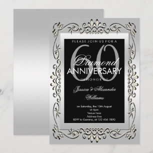Invitación Elegante Decoración de Plata para Bodas de Diamant