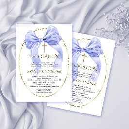 Invitación Elegante Dedicación de niño de oro azul de vaca az