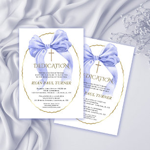 Invitación Elegante Dedicación de niño de oro azul de vaca az