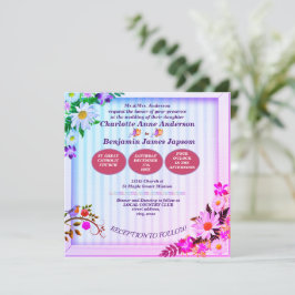 Invitación Elegante degradado Boda floral rosa y verde