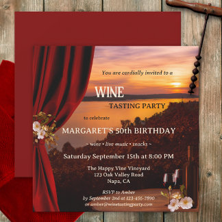 Invitación Elegante degustación romántica de vinos de sol