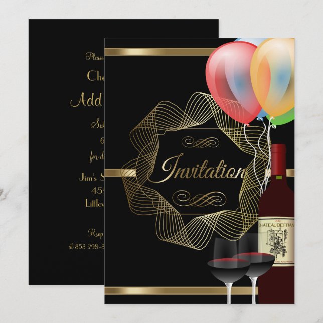 Invitación elegante del acontecimiento del fiesta (Anverso / Reverso)