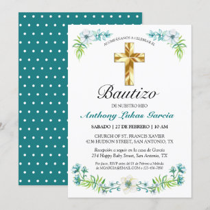 Invitación elegante del bautismo del muchacho