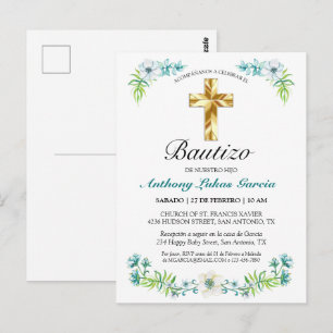 Invitación elegante del bautismo del muchacho