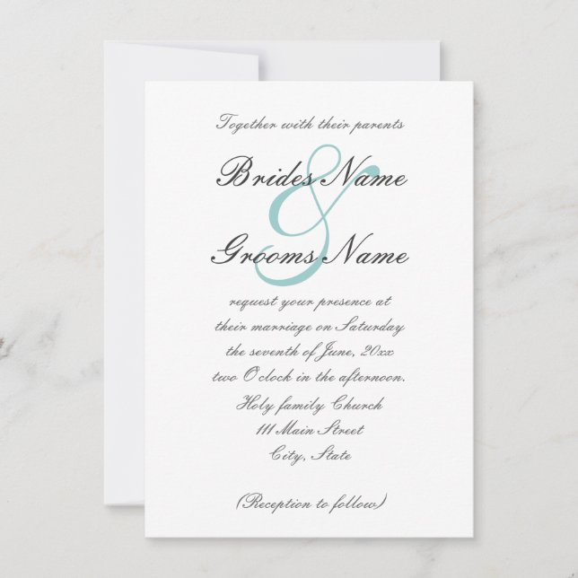 Invitación elegante del boda de la fuente de la (Anverso)