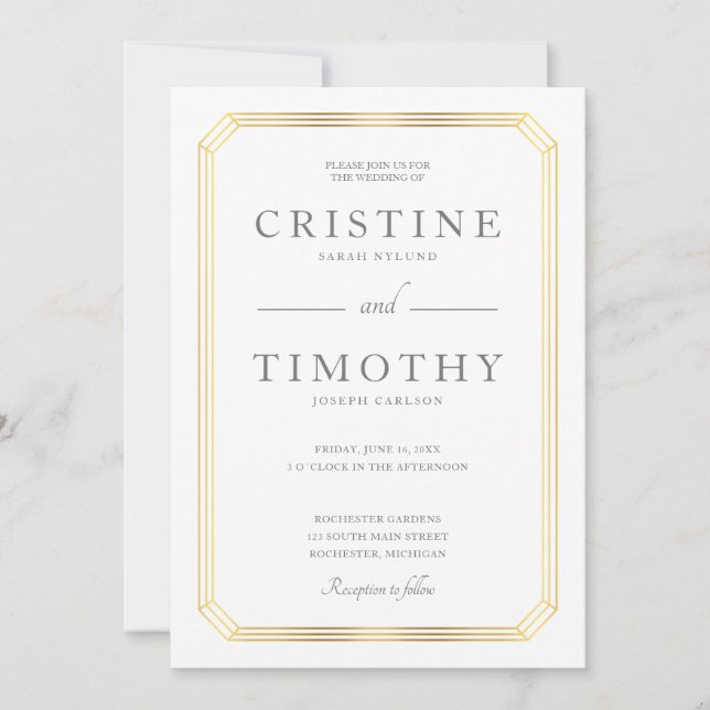 Invitación elegante del boda del marco (Anverso)