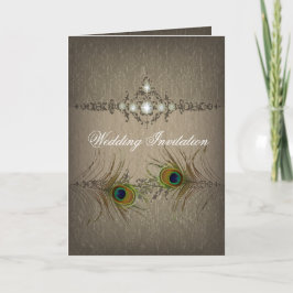 Invitación elegante del boda del pavo real del