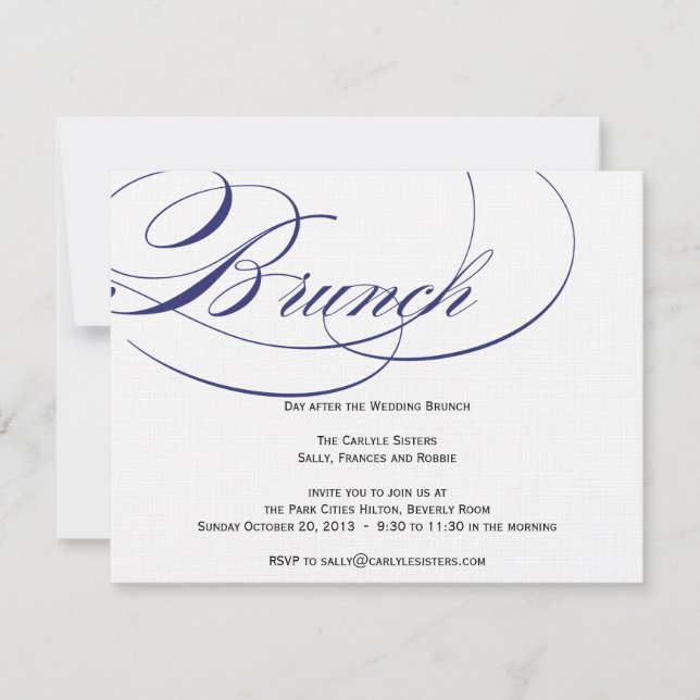 Invitación elegante del brunch de la escritura - (Anverso)
