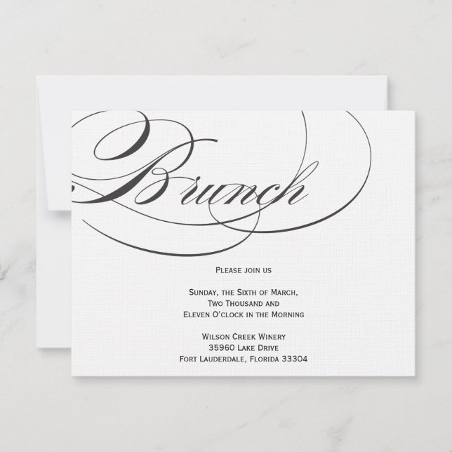 Invitación elegante del brunch de la escritura - (Anverso)