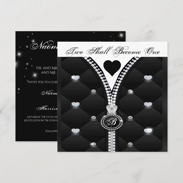 INVITACIÓN ELEGANTE DEL CORAZÓN DEL DIAMANTE (Anverso / Reverso)