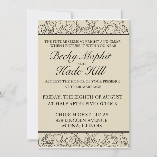 Invitación elegante del cráneo (Anverso)