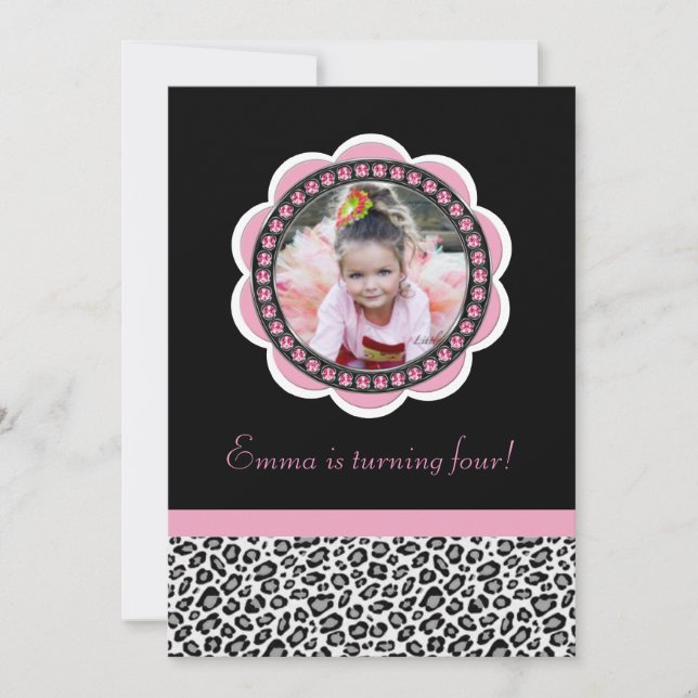Invitación elegante del cumpleaños del leopardo (Anverso)