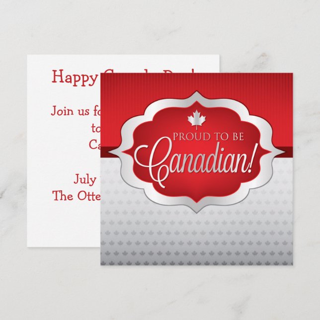 Invitación elegante del Día de Canadá con hoja de  (Anverso / Reverso)
