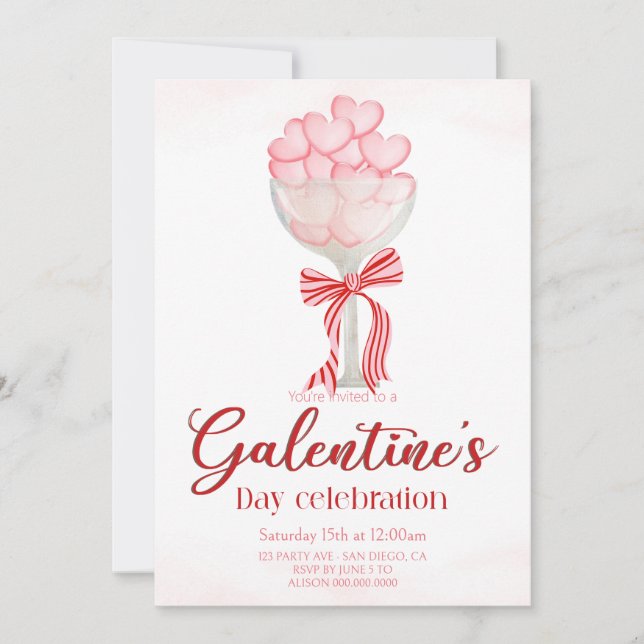 Invitación elegante del día de Galentine (Anverso)