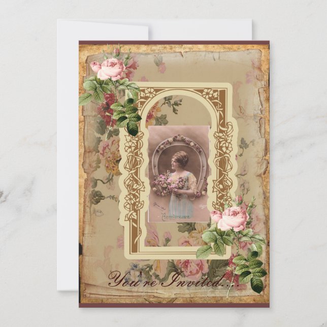 Invitación elegante del día de madre de los rosas (Anverso)