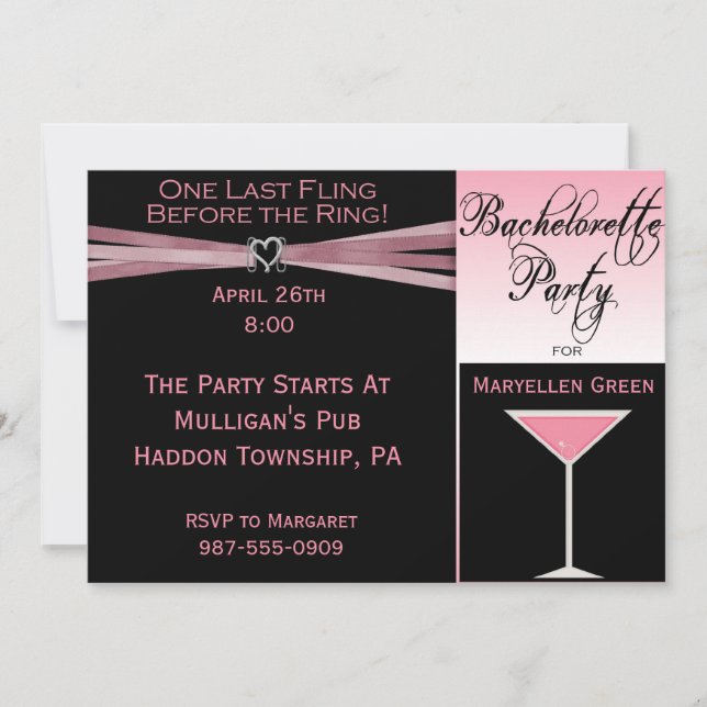 Invitación elegante del fiesta de Bachelorette (Anverso)