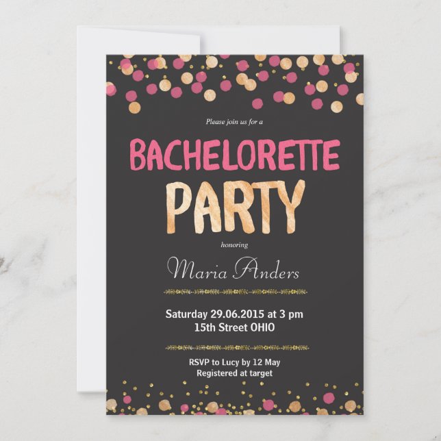 Invitación elegante del fiesta de Bachelorette (Anverso)