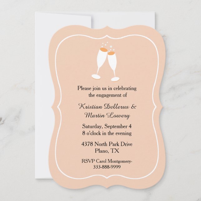 Invitación elegante del fiesta de compromiso de la (Anverso)