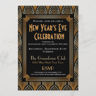 Invitación elegante del fiesta de Noche Vieja de