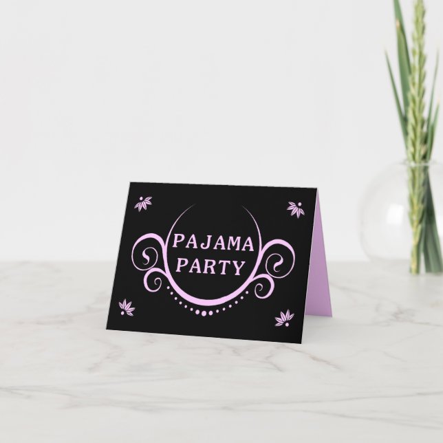 invitación elegante del fiesta de pijama (Anverso)