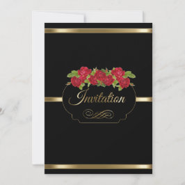 Invitación elegante del negro y del oro y del