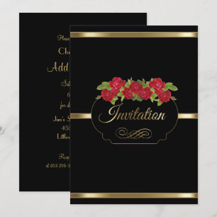 Invitación elegante del negro y del oro y del