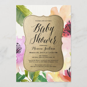 Invitación elegante del oro el   Baby Shower de