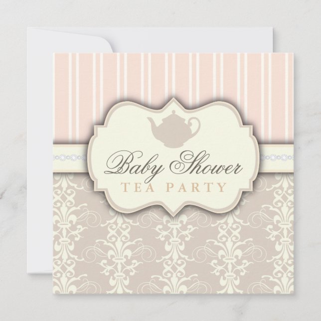 Invitación elegante del té de Baby Shower del (Anverso)