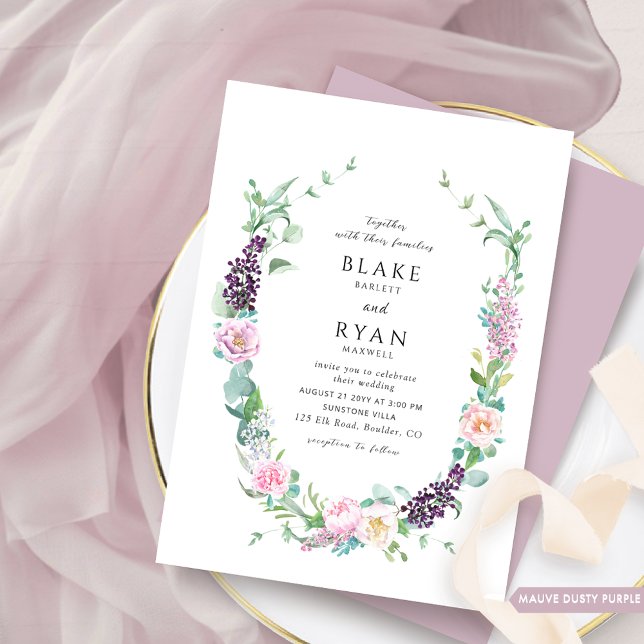 Invitación Elegante Delicado Morado Polvo, Mauve, Boda Rosa (Subido por el creador)