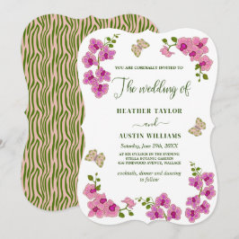 Invitación Elegante Delicado Orquídeas Púrpura Bohemias Botán