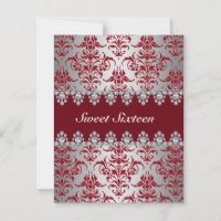 Elegante Demble Rojo y Plata Sweet16 Invite