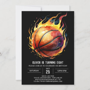 Invitación Elegante Deporte Encantado Baloncesto Cumpleaños