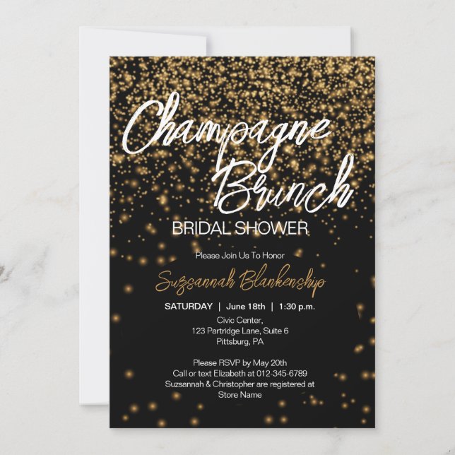 Invitación Elegante Desayuno Brunch de Champán Despedida de S (Anverso)