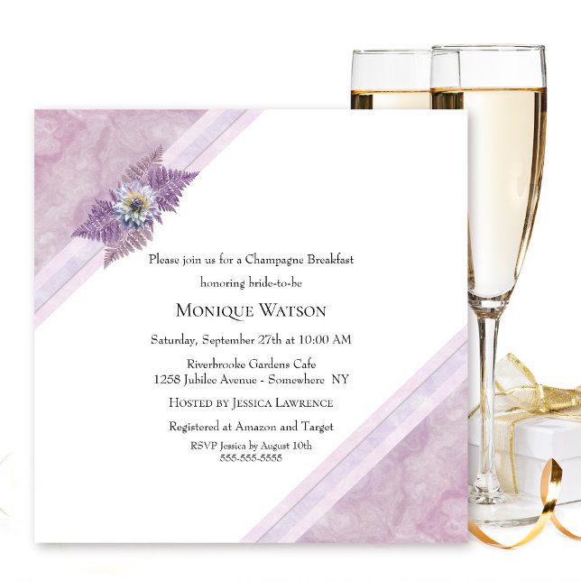 Invitación Elegante desayuno con champán de mármol rosa (Subido por el creador)