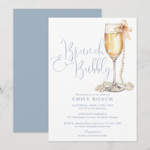 Invitación Elegante Desayuno De Dusty Blue Y Bridal Shower Bu