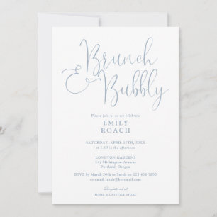 Invitación Elegante Desayuno De Dusty Blue Y Brindis De Despe