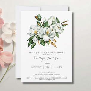Invitación Elegante Desayuno de Novia con Magnolias 