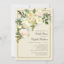 Invitación Elegante Desayuno de Novia Primaveral con Verde y