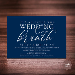 Invitación Elegante Desayuno Después de la Boda, Azul Marino