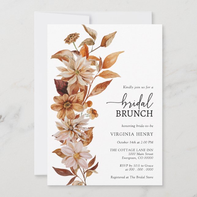Invitación Elegante Desayuno Nupcial (Anverso)