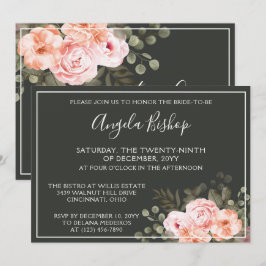 Invitación Elegante Desayuno Nupcial Botánico de Floral Rosa 