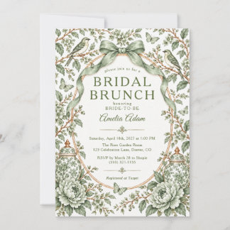 Invitación Elegante Desayuno Nupcial con Chinoiserie Floral V