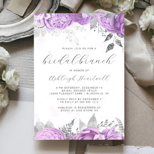 Invitación Elegante Desayuno Nupcial con Letra Floral Lila Pl